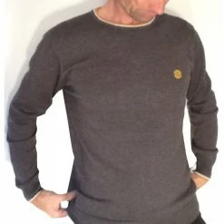 Benson&cherry Pull homme ML col rond Anthracite PROMO Couleur Anthracite -Blend Of America Soldes 21377952 500 C