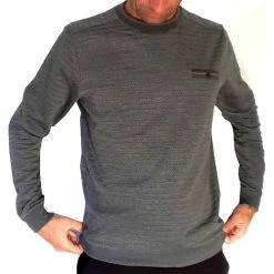 Benson&cherry Pull homme ML col Rond Anthracite PROMO Couleur Anthracite