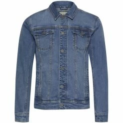 Blend Of America Veste denim coton coupe droite délavé Couleur Bleu délavé