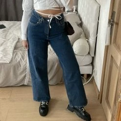 Bizzbee Jeans Wide Leg Couleur Bleu